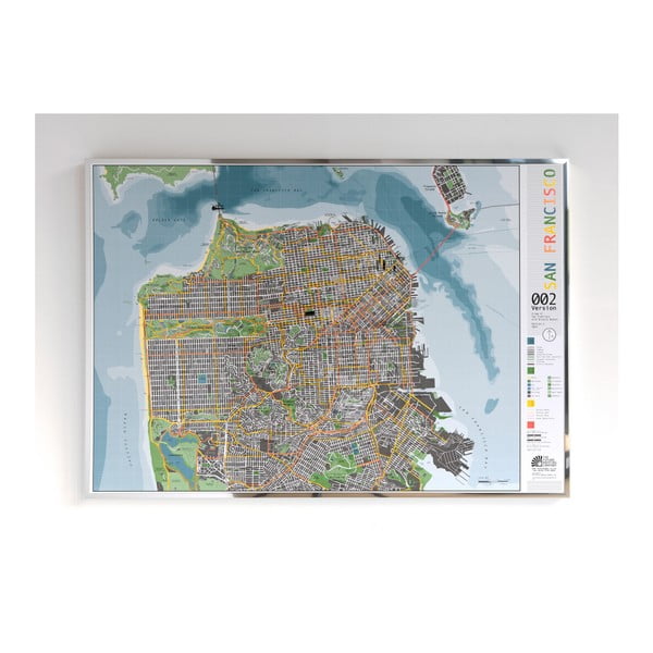 Magnetická mapa San Francisca The Future Mapping Company Street Map, 100 x 70 cm