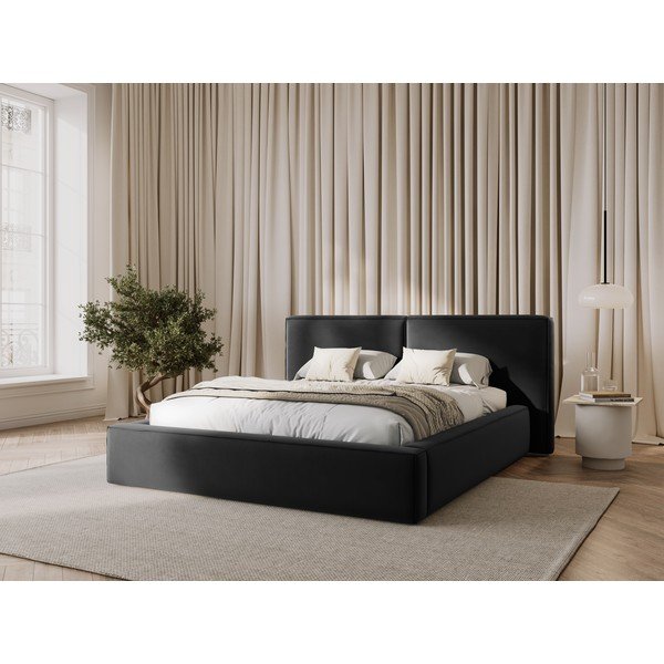 Tumehall polsterdatud sametist kaheinimesevoodi koos voodipõhja ja panipaigaga 180x200 cm Arendal - Cosmopolitan Design-image-1