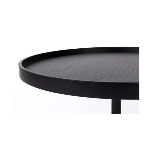 Must ümmargune kohvilaud tammeplaadiga ø 70 cm Yuri L - White Label-image-2