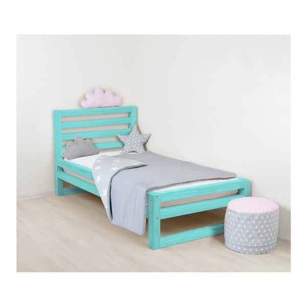 Dětská tyrkysově modrá dřevěná jednolůžková postel Benlemi DeLuxe, 180 x 90 cm