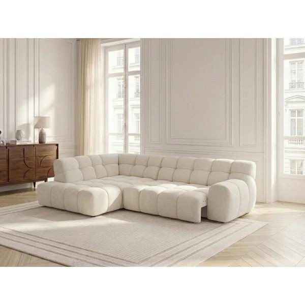 Valge diivanvoodi/elektrilise istmepikendusega nurgadiivan (vasak nurk/L-kujuline) Andre - Bobochic Paris-image-3