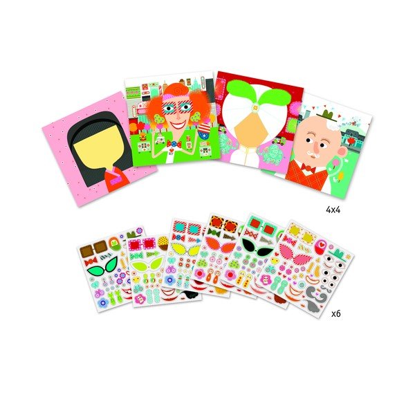 Pildikomplekt kleebistega Faces - Djeco-image-1