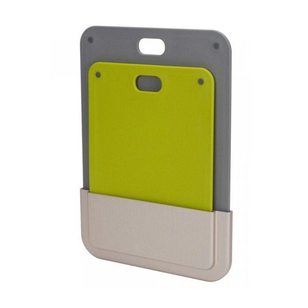 Plastikust lõikelaudade komplekt koos riputatava hoidjaga DoorStore - Joseph Joseph