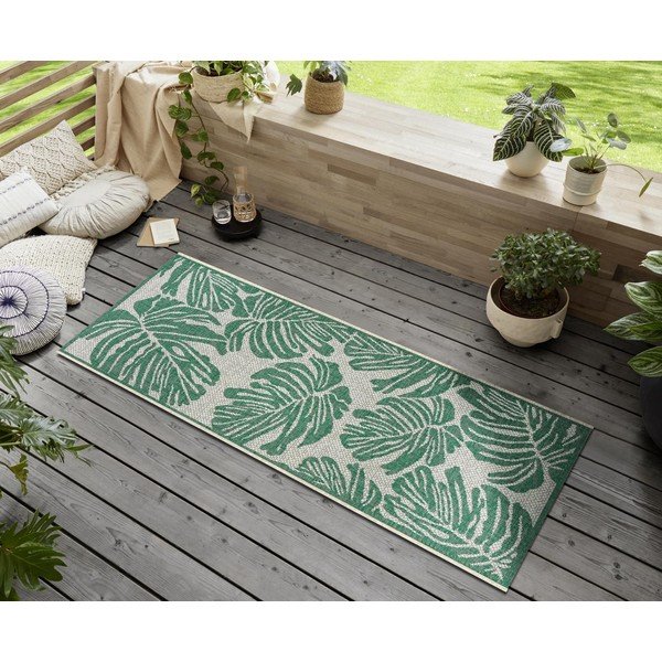 Roheline ja beež õuejooksja , 70 x 200 cm Monstera - NORTHRUGS-image-1