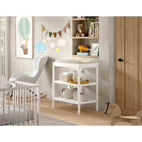 Valge pöögipuidust mähkimislaud Dino - Vipack-image-1