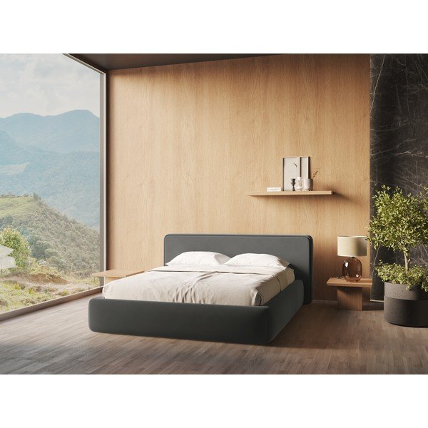 Tumehall polsterdatud kaheinimesevoodi koos voodipõhja ja panipaigaga 180x200cm Kiana - Makamii-image-1