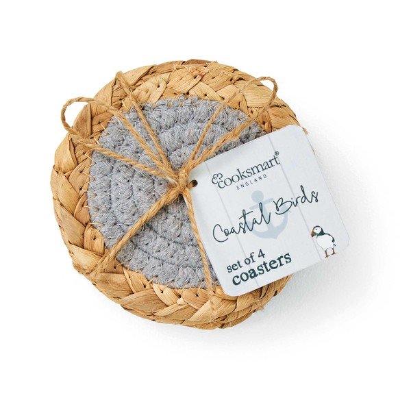Hallid/naturaalset värvi mererohust joogialused 4 tk komplektis Coastal Birds – Cooksmart®