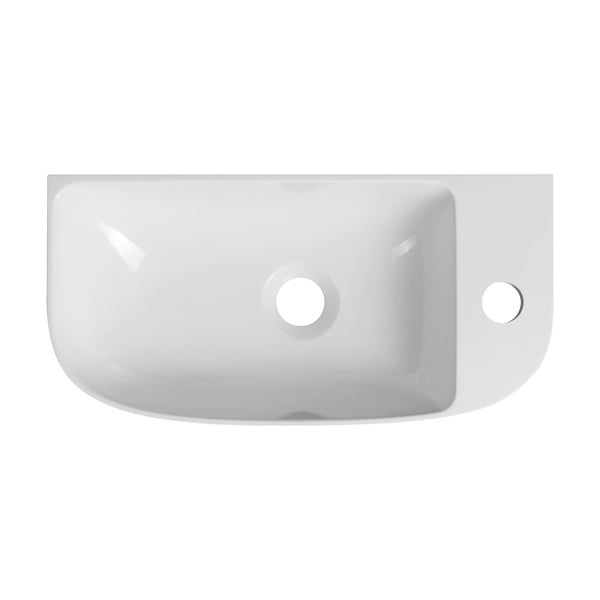 Valge väike vannitoa valamu  mineraalkomposiit 44x22 cm Alga – Sapho-image-3