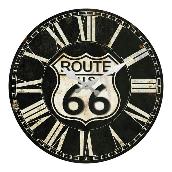 Skleněné hodiny Route 66, 34 cm
