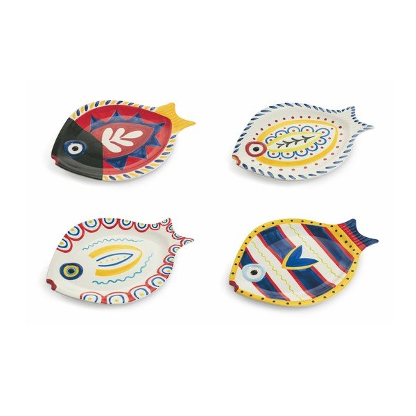 4 taldrikulist dolomiidist kalakujulised taldrikud Sashimi Fish - VDE Tivoli 1996