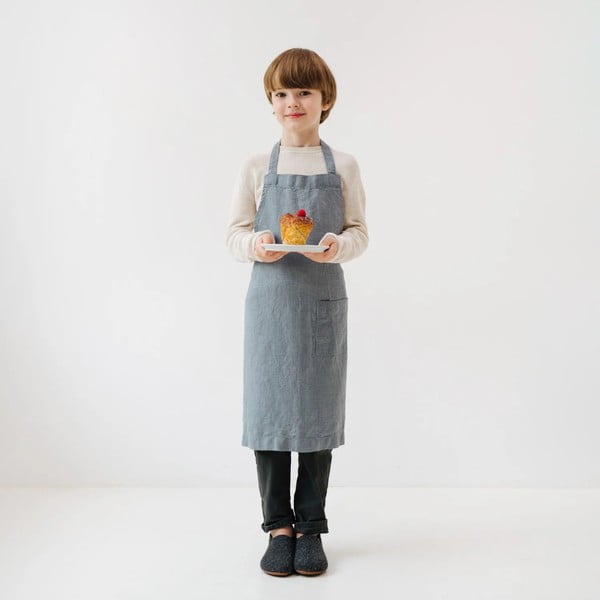 Laste sinine linane materjalist põll Regular, 67 x 57 cm - Linen Tales-image-1