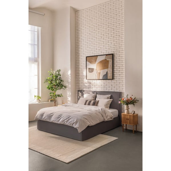 Hall polsterdatud kaheinimesevoodi koos madratsi, voodipõhja ja panipaigaga 160x200 cm Thessa Bold - Bonami Selection-image-1