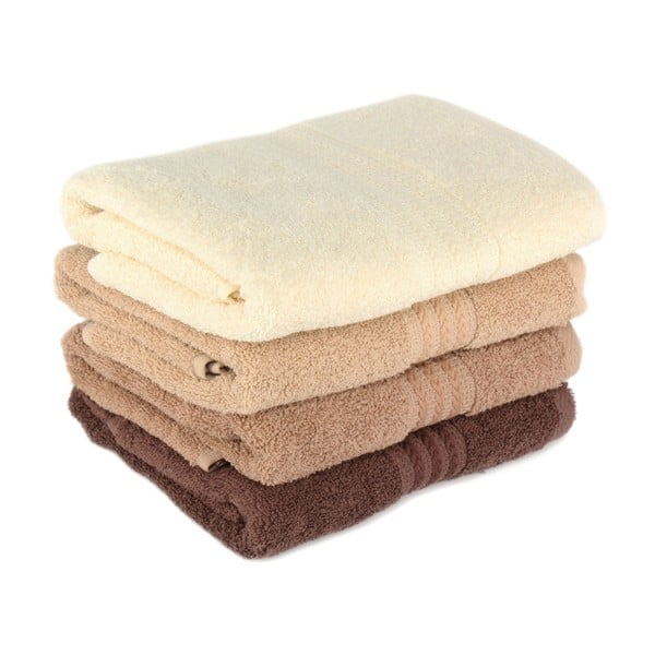 4 pruunist puuvillasest rätikust koosnev komplekt Home, 50 x 90 cm Rainbow - Foutastic-image-1