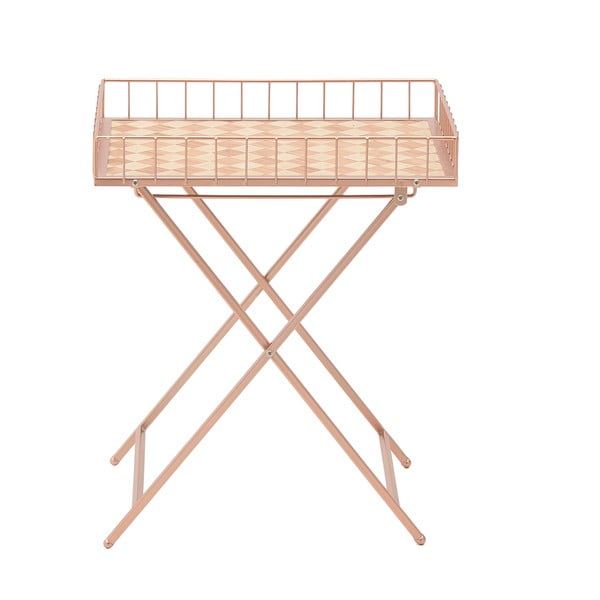 Kovový stolek s dřevěnou deskou InArt Noble, výška 50 cm