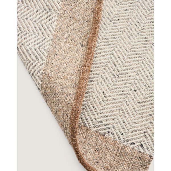 Beež kahepoolne/käsitsi kootud villane vaip 80x200 cm Nifelia - Kave Home-image-4