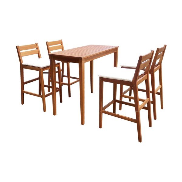 Puiduvärvi eukalüptipuu täispuidust aiabaari komplekt Maine – Garden Pleasure-image-1