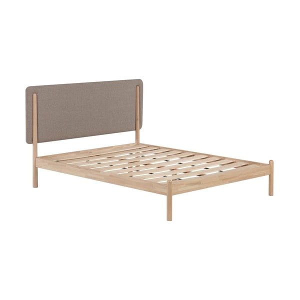 Kaheinimesevoodi kummist puust võrega halli-loomulikus värvitoonis 160x200 cm Shayndel - Kave Home-image-2