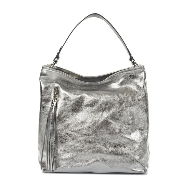 Kožená kabelka ve stříbrné barvě Mangotti Bags Studo