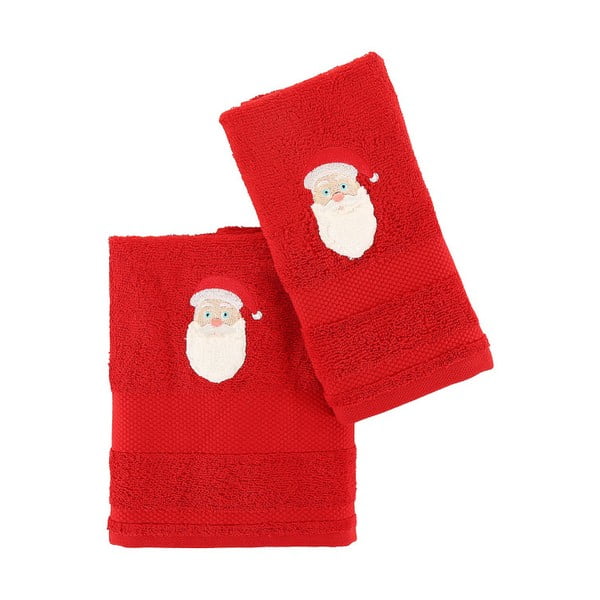 Sada 2 červených ručníků s vánočním motivem Santa Christmas