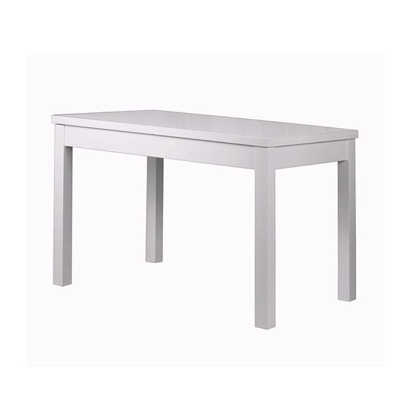 Lesklý bílý rozkládací jídelní stůl Durbas Style Daniel, 120 x 73 cm