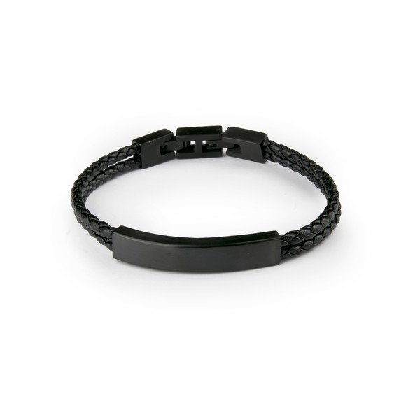 Pánský černý náramek z pravé kůže Monomen Double Braid
