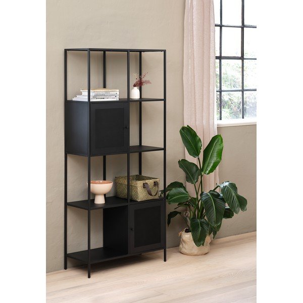 Must metallist raamaturiiul 80x180 cm Malibu - Unique Furniture-image-1