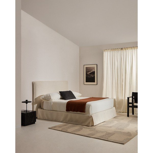 Valge polsterdatud kaheinimesevoodi 180x200 cm Jaira - Kave Home-image-1