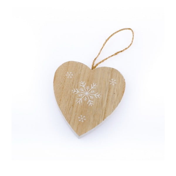 Dřevěné závěsné srdce Dakls Snowflake, výška 6,5 cm