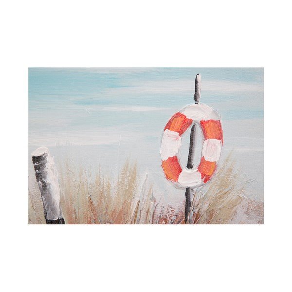 Ručně malovaný obraz v rámu z borovicového dřeva Mauro Ferretti Beach Lifebuoy, 30 x 90 cm-image-1
