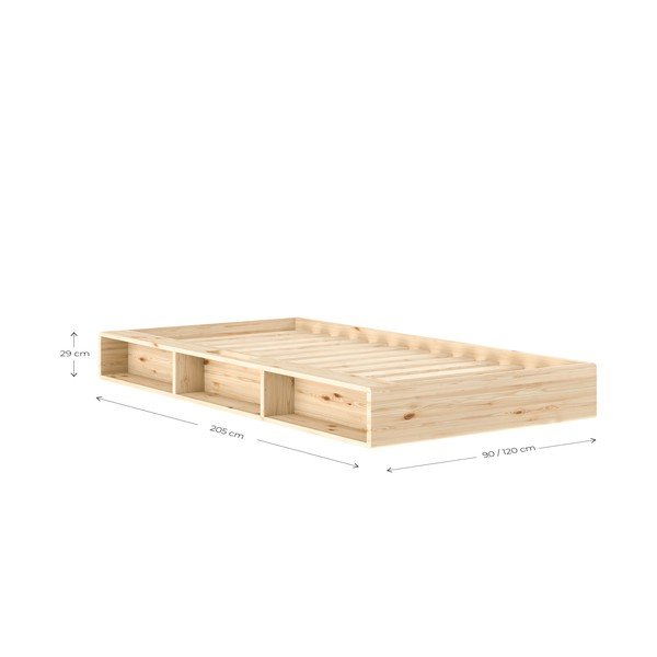 Üheinimesevoodi männipuidust ilma peatsita, liistudest raamiga 90x200 cm, heledas naturaalses värvitoonis Ziggy - Karup-image-2