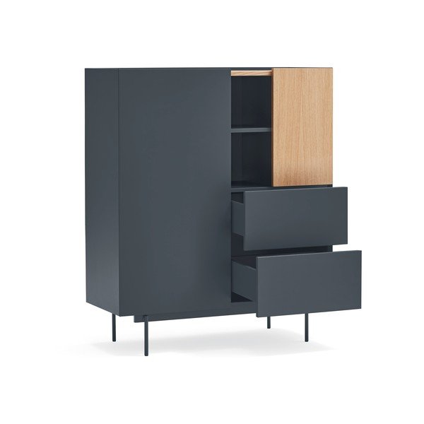 Antratsiitne-puiduvärvi tammedekooriga kõrge kummut 100x120 cm Otto - Teulat-image-4