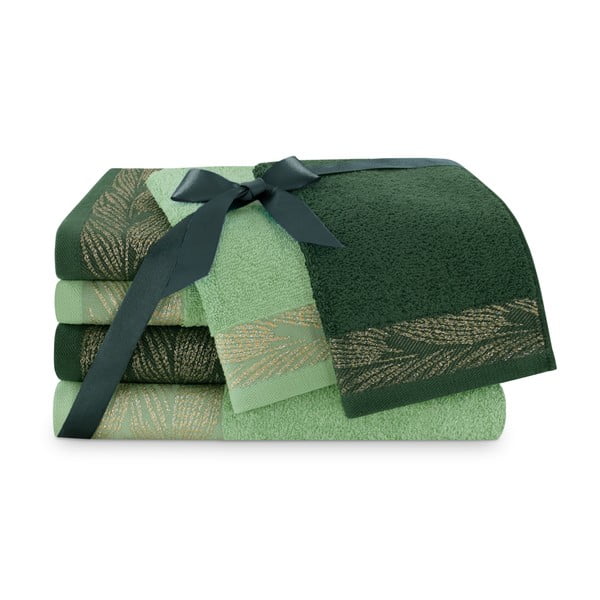 Rohelised froteest puuvillased käterätid ja saunalinad komplektis 6 tk Allium – Restilo-image-1