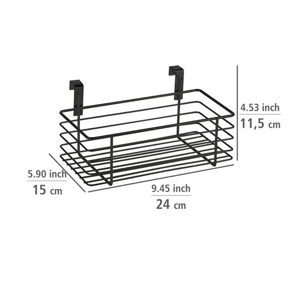 Musta värvi rippuv metallkorv köögiuksele Slim, 24 x 15 cm - Wenko-image-2