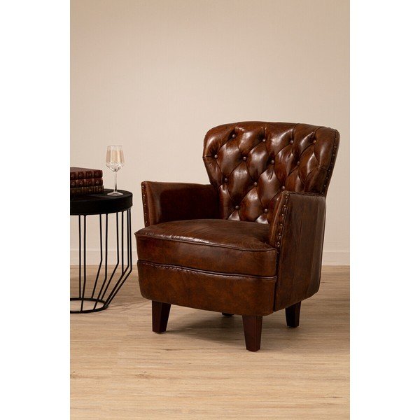 Pruunist nahast tugitool Victor - Premier Housewares-image-1