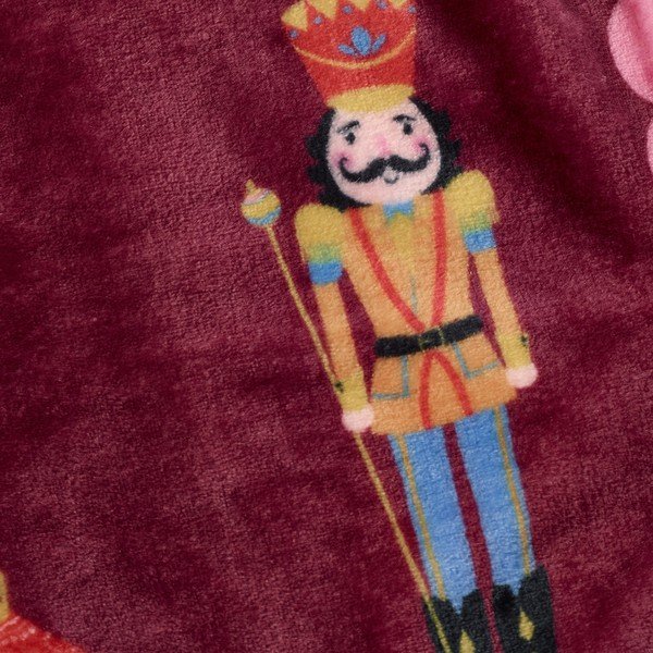 Burgundiapunane/roosa tekk jõulumotiiviga 170x130 cm Christmas Nutcracker - Catherine Lansfield-image-3