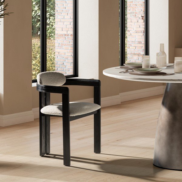 Valged-mustad polsterdatud söögitoolid käetugedega, 2 tk komplektis Eiden - MOME-image-1