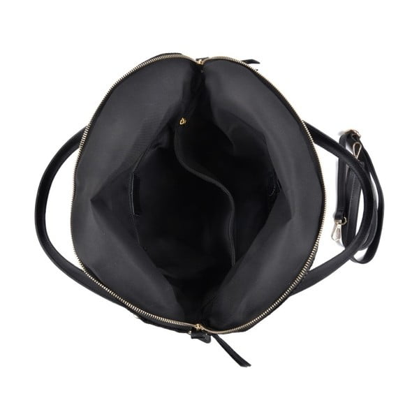 Černá kožená kabelka Carla Ferreri Hobo-image-1