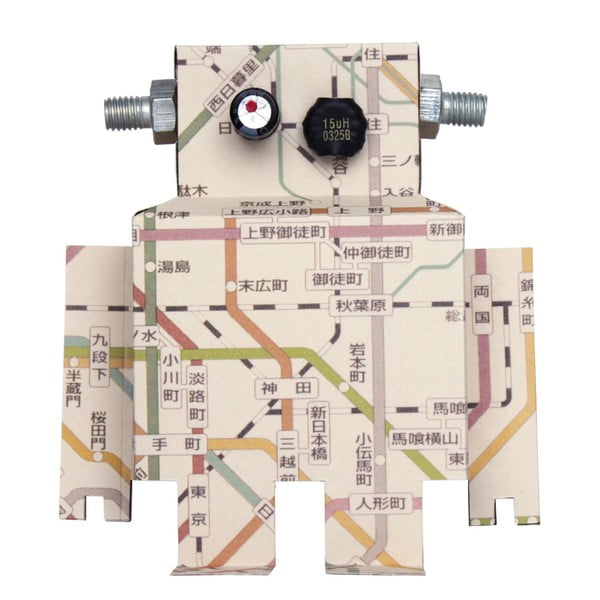 Nástěnná samolepka Studio Ditte Robot Subway Map, 13 x 17 cm