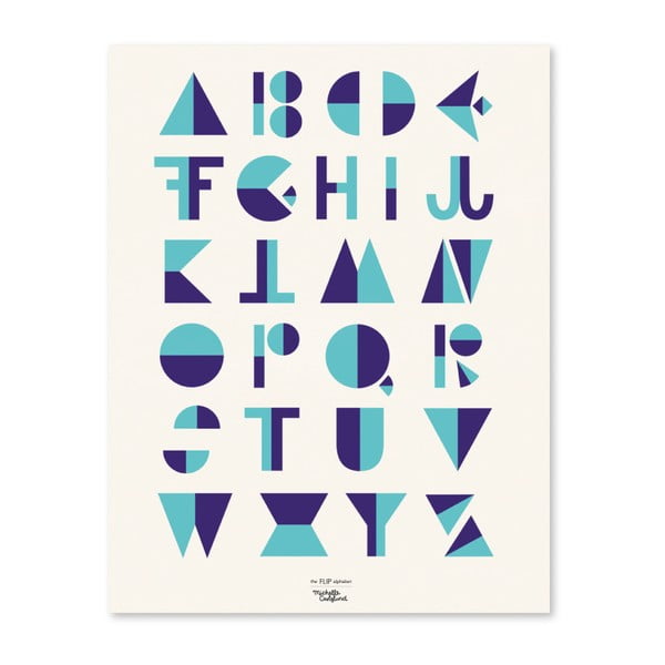 Plakát Michelle Carlslund Flip Alphabet Blue, 30 x 40 cm