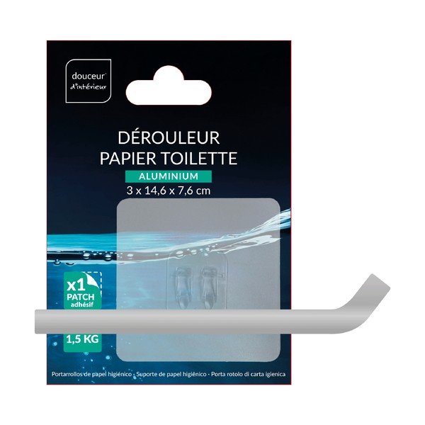 Metallist tualettpaberihoidja ilma puurimiseta läikiva hõbedase värviga Filaire Aluminium - douceur d'intérieur-image-2