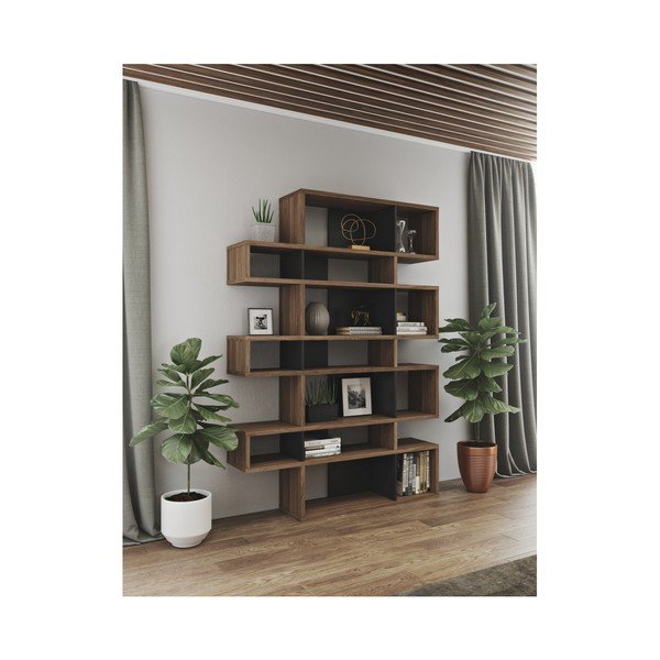 Must raamaturiiul pähklipuust 156x220 cm London - TemaHome-image-1