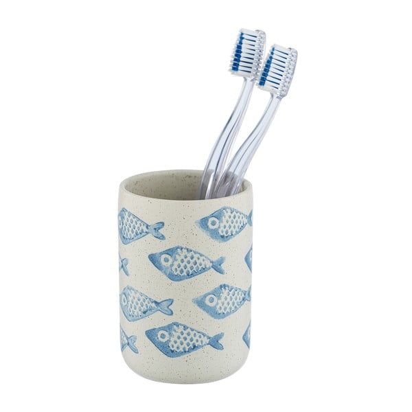 Sinine ja valge keraamiline tass hambaharjade jaoks Aquamarin - Wenko-image-2