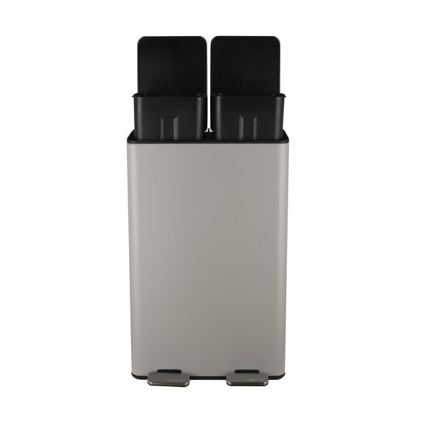 Hallikaspruun terasest prügikast 2x30 l sorteeritud jäätmete jaoks/pedaaliga Aliya - Spirella-image-2