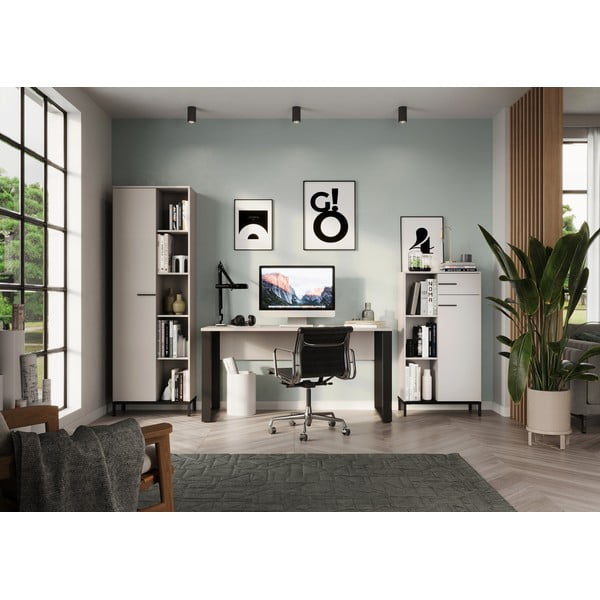 Kreem raamaturiiul 64x190x34 cm Rovigo - Germania-image-4