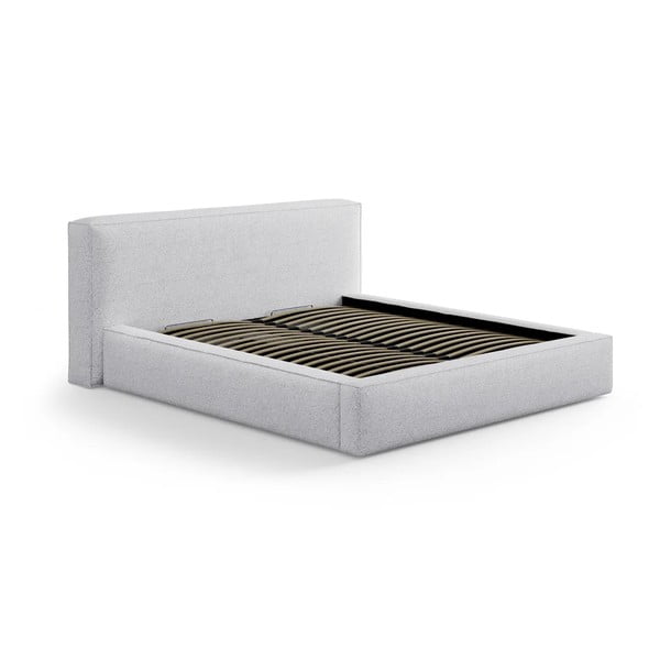 Helehall polsterdatud kaheinimesevoodi panipaigaga ja liistudest raamiga 180x200 cm Simon Olivia - Micadoni