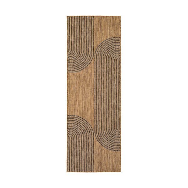 Must/pruun sise- ja välistingimustes kasutatav jooksja 80x250 cm Mira 1453 - Ayyildiz Carpets