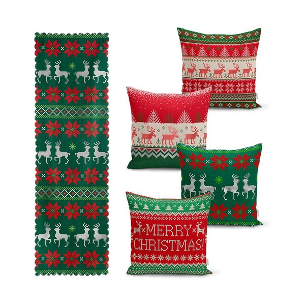 Komplekt 4 jõulupadjakatet ja lauajooksikut Merry Christmas - Minimalist Cushion Covers