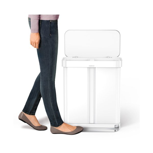 Valge terasest prügikast 58 l - simplehuman-image-4