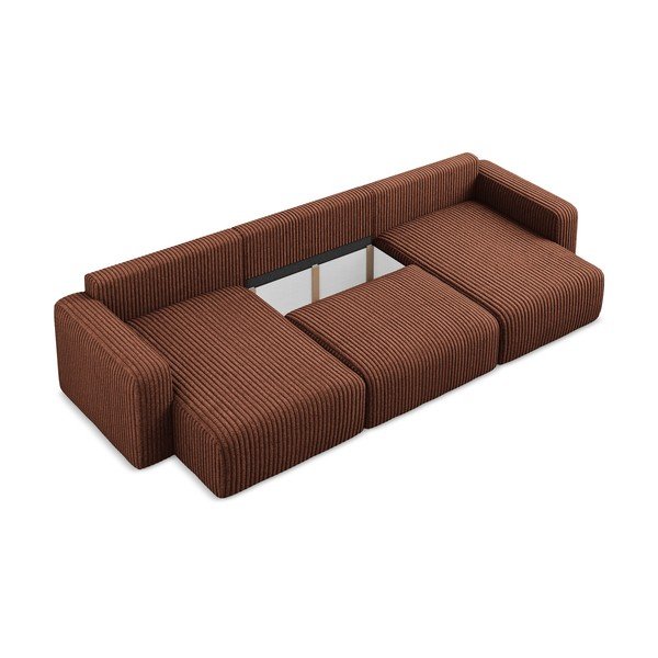 Terrakottapunane velvetist panipaigaga nurgadiivanvoodi (U-kujuline) Kona - Makamii-image-4