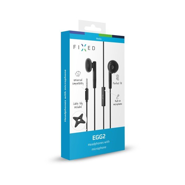 Černá pecková sluchátka s mikrofonem Fixed EGG2 a organizérem-image-2